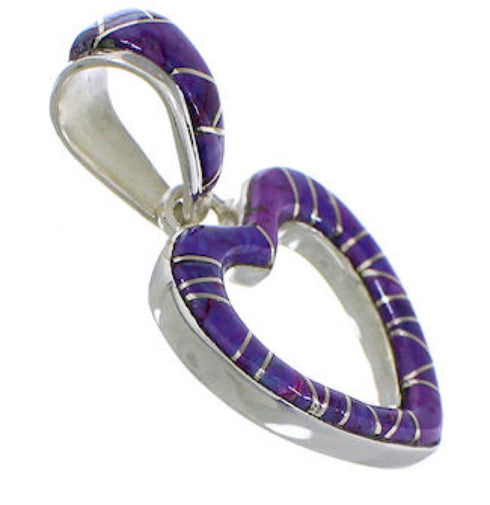Magenta Turquoise Heart Sterling Silver Pendant PX28786